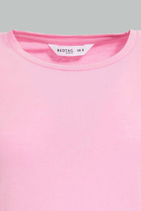 Redtag-Fuchsia-Plain-Short--Sleeve-Crew-Neck--T-Shirt-Active-Tees-Women's-