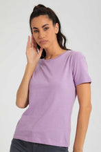 تنزيل الصورة على معرض الصور، Redtag-Violet-Plain-Short--Sleeve-Crew-Neck--T-Shirt-Plain-Women&#39;s-
