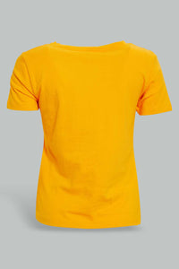 Redtag-Orange-Plain-Short--Sleeve-Crew-Neck--T-Shirt-Active-Tees-Women's-