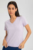 Redtag-Lilac-Plain-Short--Sleeve-V-Neck--T-Shirt-Plain-Women's-