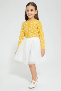 Redtag-Cream-Mesh-Dobby-Skirt-Skirts-Girls-2 to 8 Years