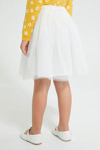 Redtag-Cream-Mesh-Dobby-Skirt-Skirts-Girls-2 to 8 Years