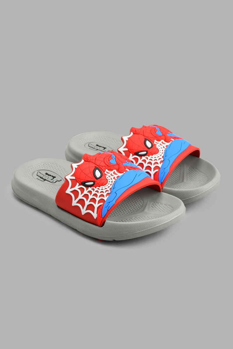 Redtag-Grey-Spiderman-Character-Slide-Sliders-Boys-3 to 5 Years