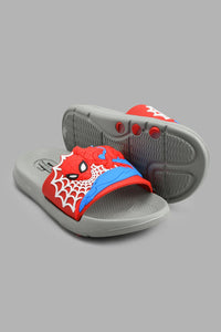 Redtag-Grey-Spiderman-Character-Slide-Sliders-Boys-3 to 5 Years