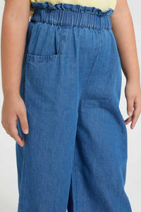 Redtag-Blue-Wideleg-Jean-With-Hair-Accessories-Jeans-Girls-2 to 8 Years