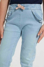 Load image into Gallery viewer, Redtag-Light-Wash-Pullon-Jogger-Jeans-Regular-Fit-Girls-2 to 8 Years
