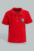 Redtag-Red-Polo-And-Navy-Twill-Short-Casual-Set-(2-Pack)-Sets-Infant-Boys-3 to 24 Months