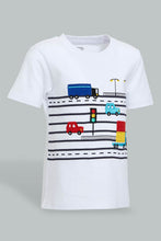 Load image into Gallery viewer, Redtag-White-Car-T-Shirt-With-Orange-Twill-Short-Casual-Set(2-Pack)-Sets-Infant-Boys-3 to 24 Months
