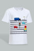 Redtag-White-Car-T-Shirt-With-Orange-Twill-Short-Casual-Set(2-Pack)-Sets-Infant-Boys-3 to 24 Months