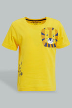 Load image into Gallery viewer, Redtag-Mustard-Tiger-T-Shirt-With-Terry-Short-(2-Pack)-Sets-Infant-Boys-3 to 24 Months
