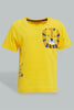 Redtag-Mustard-Tiger-T-Shirt-With-Terry-Short-(2-Pack)-Sets-Infant-Boys-3 to 24 Months