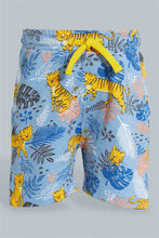 Load image into Gallery viewer, Redtag-Mustard-Tiger-T-Shirt-With-Terry-Short-(2-Pack)-Sets-Infant-Boys-3 to 24 Months

