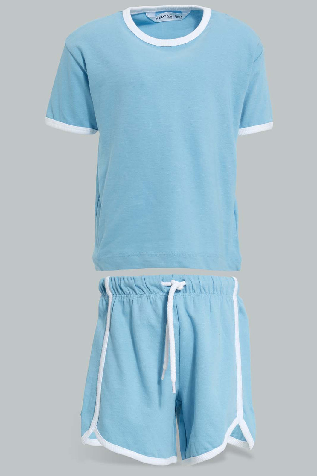 Redtag-Blue-Jersey-Rib-Casual-Set-(2-Pack)-Sets-Infant-Boys-3 to 24 Months