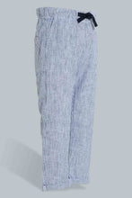 Load image into Gallery viewer, Redtag-Blue-Striped-Linen-Pull-On-Casual-Trousers-Chinos-Infant-Boys-3 to 24 Months
