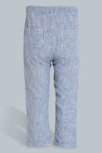 Load image into Gallery viewer, Redtag-Blue-Striped-Linen-Pull-On-Casual-Trousers-Chinos-Infant-Boys-3 to 24 Months
