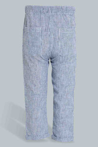 Redtag-Blue-Striped-Linen-Pull-On-Casual-Trousers-Chinos-Infant-Boys-3 to 24 Months