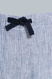 Redtag-Blue-Striped-Linen-Pull-On-Casual-Trousers-Chinos-Infant-Boys-3 to 24 Months