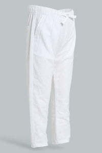 Redtag-White-Linen-Pull-On-Casual-Trousers-Chinos-Infant-Boys-3 to 24 Months