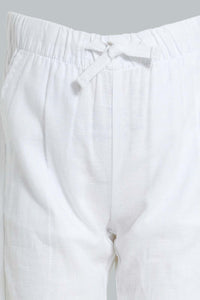 Redtag-White-Linen-Pull-On-Casual-Trousers-Chinos-Infant-Boys-3 to 24 Months