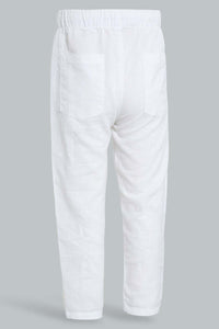 Redtag-White-Linen-Pull-On-Casual-Trousers-Chinos-Infant-Boys-3 to 24 Months