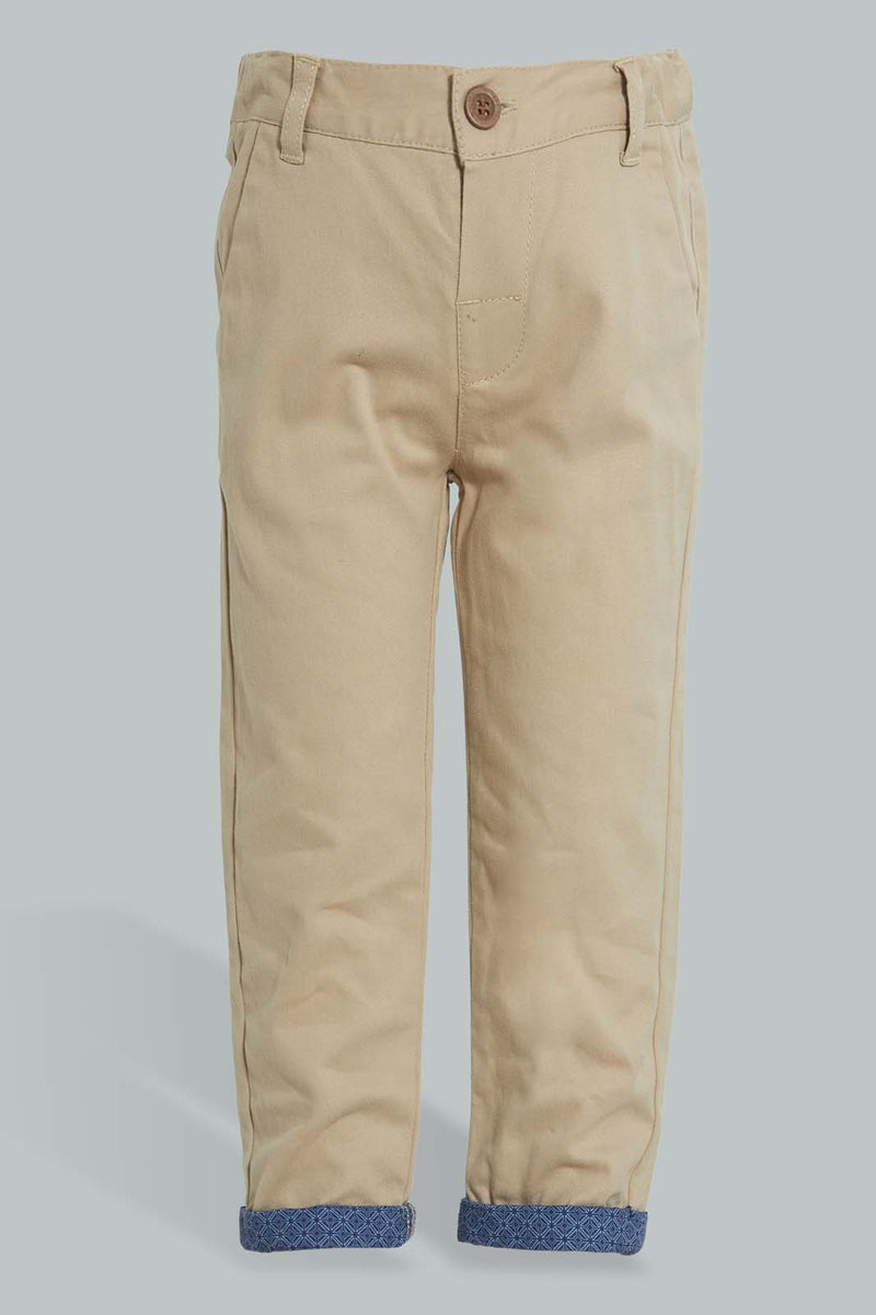 Redtag-Tan-Roll-Up-Casual-Trousers-Chinos-Infant-Boys-3 to 24 Months