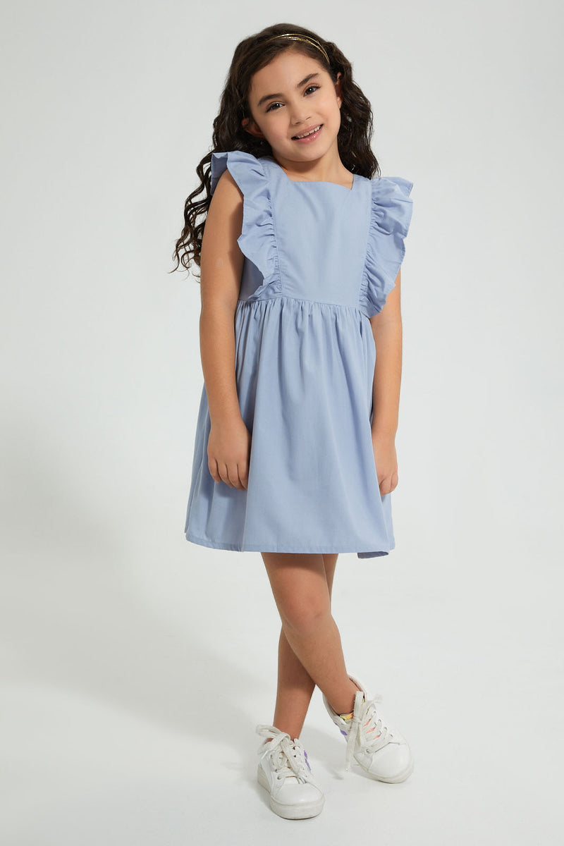 Redtag-Light-Blue-Frilld-Dress-Colour:Blue,-Filter:Girls-(2-to-8-Yrs),-Girls-Dresses,-New-In,-New-In-GIR,-Non-Sale,-S22B,-Section:Kidswear-Girls-2 to 8 Years