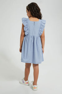 Redtag-Light-Blue-Frilld-Dress-Colour:Blue,-Filter:Girls-(2-to-8-Yrs),-Girls-Dresses,-New-In,-New-In-GIR,-Non-Sale,-S22B,-Section:Kidswear-Girls-2 to 8 Years