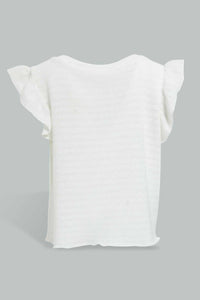 Redtag-White-Plain-Jacquard-T-Shirt-Plain-Infant-Girls-3 to 24 Months