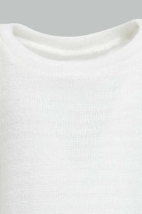 Redtag-White-Plain-Jacquard-T-Shirt-Plain-Infant-Girls-3 to 24 Months