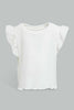 Redtag-White-Plain-Jacquard-T-Shirt-Plain-Infant-Girls-3 to 24 Months