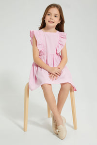 Redtag-Pink-Frilld-Dress-Colour:Pink,-Filter:Girls-(2-to-8-Yrs),-Girls-Dresses,-New-In,-New-In-GIR,-Non-Sale,-S22B,-Section:Kidswear-Girls-2 to 8 Years
