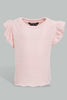 Redtag-Pink-Plain-Jacquard-T-Shirt-Plain-Infant-Girls-3 to 24 Months