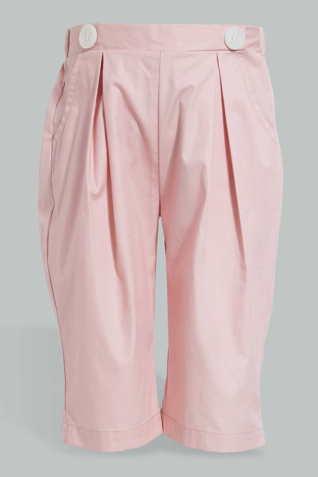 Redtag-Pink-Wideleg-Solid-Pleated-Trouser-Trousers-Infant-Girls-3 to 24 Months