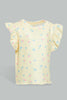 Redtag-Yellow-Aop-Jacquard-T-Shirt-All-Over-Prints-Infant-Girls-3 to 24 Months