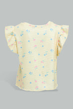 Load image into Gallery viewer, Redtag-Yellow-Aop-Jacquard-T-Shirt-All-Over-Prints-Infant-Girls-3 to 24 Months
