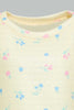 Redtag-Yellow-Aop-Jacquard-T-Shirt-All-Over-Prints-Infant-Girls-3 to 24 Months