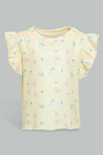 Load image into Gallery viewer, Redtag-Yellow-Aop-Jacquard-T-Shirt-All-Over-Prints-Infant-Girls-3 to 24 Months
