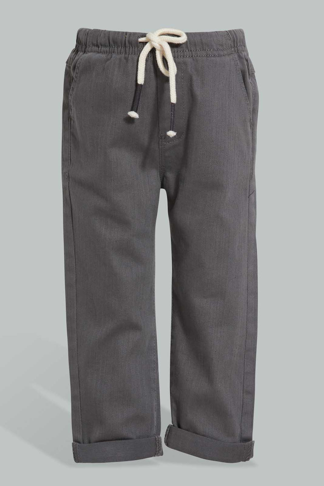 Redtag-Grey-Twill-Pull-On-Casual-Trouser-Trousers-Infant-Boys-3 to 24 Months