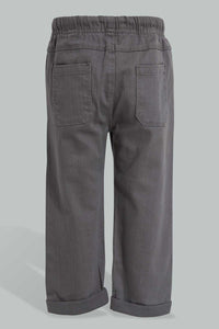 Redtag-Grey-Twill-Pull-On-Casual-Trouser-Trousers-Infant-Boys-3 to 24 Months