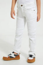 تنزيل الصورة على معرض الصور، Redtag-White-Biker-Jean-Jeans-Jogger-Fit-Boys-2 to 8 Years
