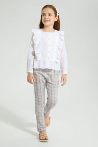 Redtag-Assorted-Checkered-Knitted-Trouser-Trousers-Girls-2 to 8 Years