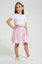 Load image into Gallery viewer, Redtag-Pink-Front-Placket-Yarndyed-Skirt-Colour:Pink,-Filter:Girls-(2-to-8-Yrs),-Girls-Skirts,-New-In,-New-In-GIR,-Non-Sale,-S22B,-Section:Kidswear-Girls-2 to 8 Years
