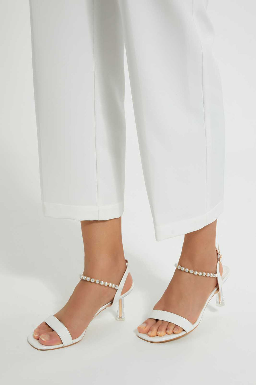 White Pearl Trim Sandal