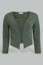 Load image into Gallery viewer, Redtag-Dark-Green-Cropped-Jacket-Jackets-Women&#39;s-
