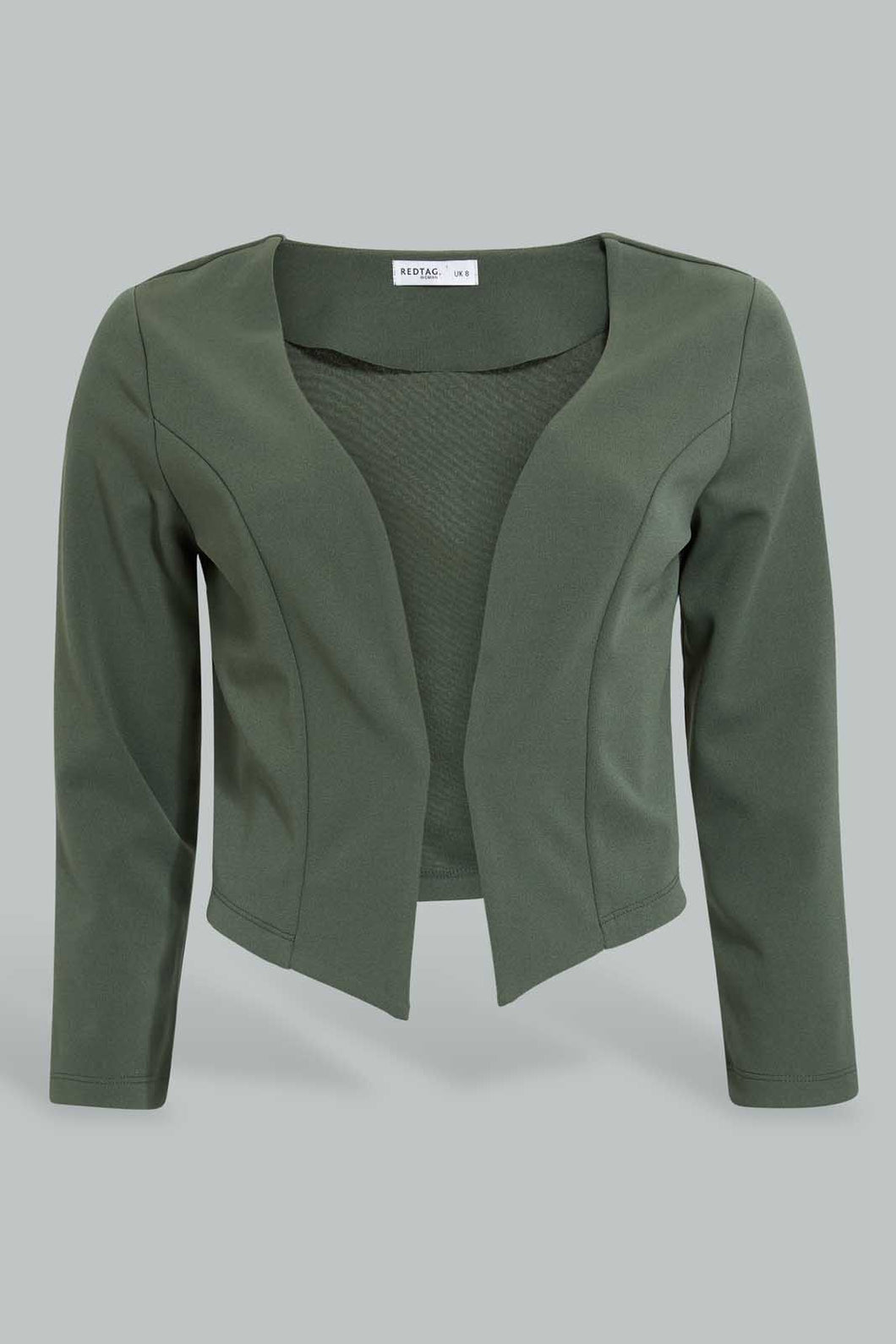 Redtag-Dark-Green-Cropped-Jacket-Jackets-Women's-