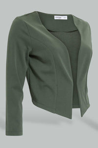 Redtag-Dark-Green-Cropped-Jacket-Jackets-Women's-