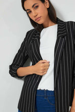 Load image into Gallery viewer, Redtag-Black-Stripe-Rolled-Up-Sleeve-Jacket-Jackets-Women&#39;s-
