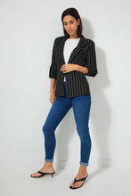 Load image into Gallery viewer, Redtag-Black-Stripe-Rolled-Up-Sleeve-Jacket-Jackets-Women&#39;s-
