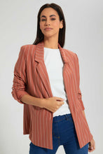 Load image into Gallery viewer, Pink Stripe Rolled Up Sleeve Jacket
