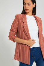 Load image into Gallery viewer, Pink Stripe Rolled Up Sleeve Jacket
